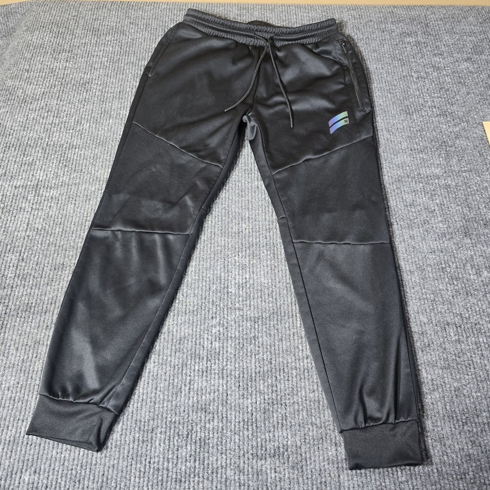 Hurley Exist Box Logo Fleece Jogger Pants Mens Medium Slim Fit Black Gym